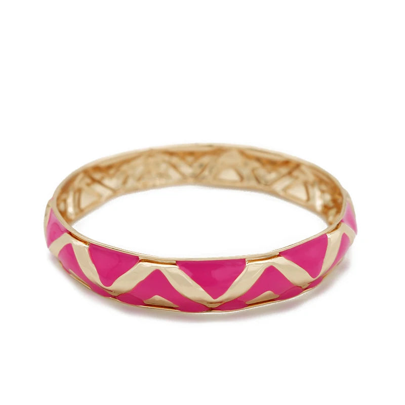 Fuchsia Enamel Metal Bangles For Women New Designed Fashion Trendy Jewelry Accessories Gifts Bohemia Fancy Styles Bijoux MQ069