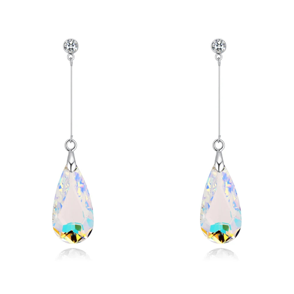 Original Crystal from Austria Water Drop Earrings For Women Earrings Fashion Long Dangle Earrings Wedding Christmas Jewelry