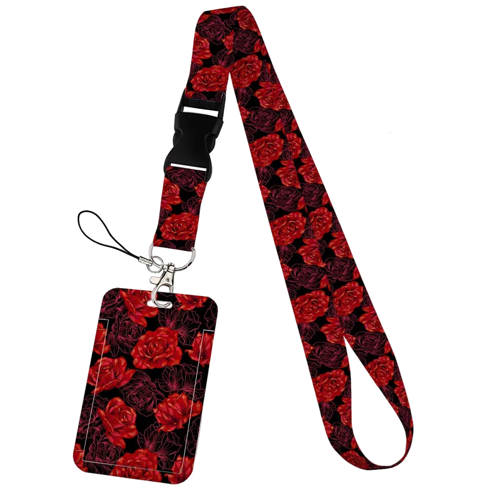 Tejesa  Flower design Lanyard Business Credit Card Holder/ Neck Strap Keychain Hang Rope ID Badge Holder