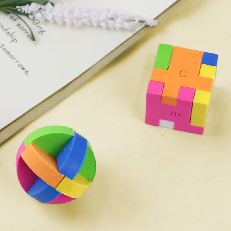 Bview Art Children's Puzzle DIY Assembly Rubik's Cube Eraser Puzzle Block Patchwork Eraser