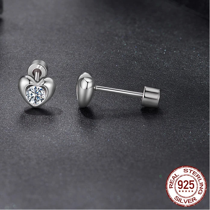 Tejesa Classic Heart Moissanite Screw-back Earring  for Women