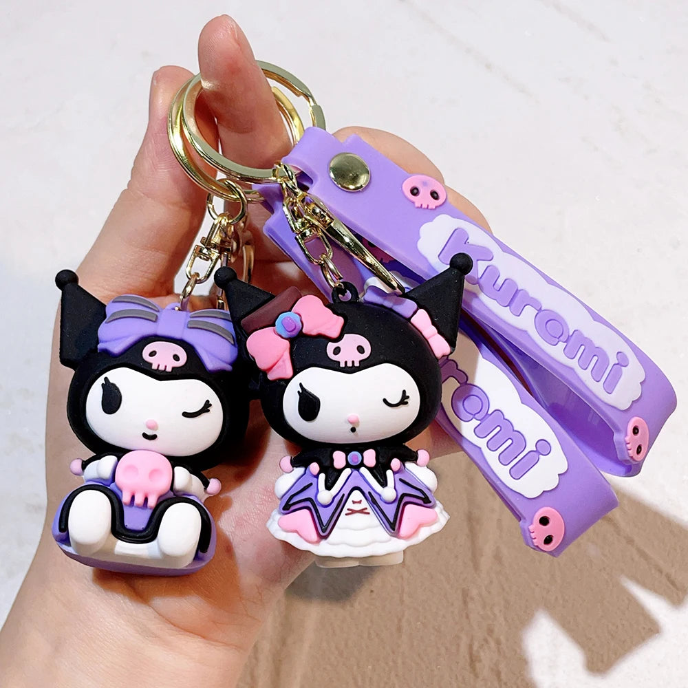Wholesale Kawaii Sanrio Kuromi Keychain Pvc Doll Key Chain Cartoon Anime Cinnamoroll Bag Pendant Car Keyring Accessories Gift
