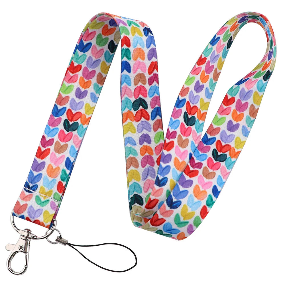 Tejesa Heart Lanyard Simple Style Neck Strap for Key ID Card Cell Phone Straps Badge Holder DIY Hanging Rope Neckband Accessories