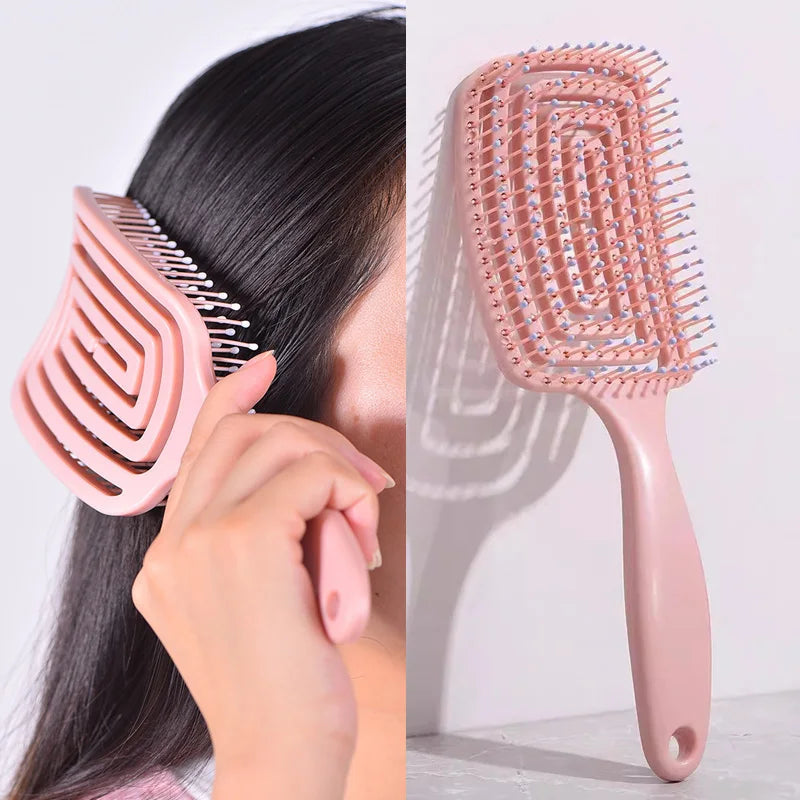Hemasa 1Pcs Elastic Massage Comb Hollow Out Hair Brush/ Scalp Massage Combs Hair Styling Detangler Fast Blow Drying comb