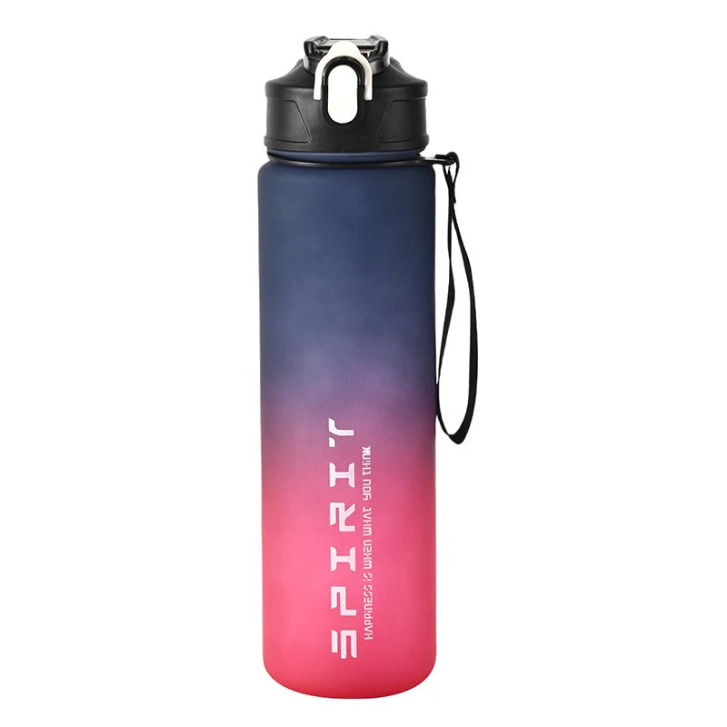 800ml/28oz Large Capacity Sports Water Bottle Leak Proof Colorful Plastic Cup Drinking Outdoor Travel Portable Gym Fitness Jugs