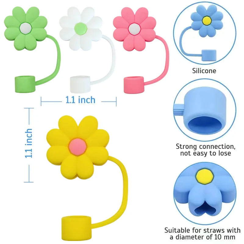 Hemasa Reusable 10mm Silicone Straw Topper Compatible With Dust-Proof Straw Tips Lids