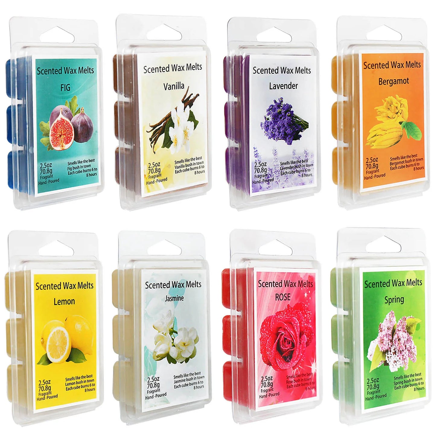 Hemasa 8-box set of scented wax blocks, 8 fragrances including lemon/Rose/Lavender for yoga/gatherings/Sleep