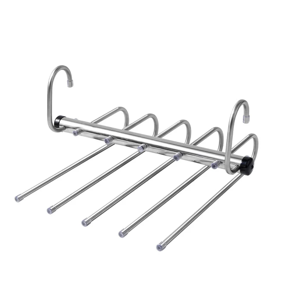 Tejesa  Folding Magic Pants Hangers,5/9Layer Stainless Steel Space Saving Clothes Rack,Jeans Trousers Scarf Organizers for Closet