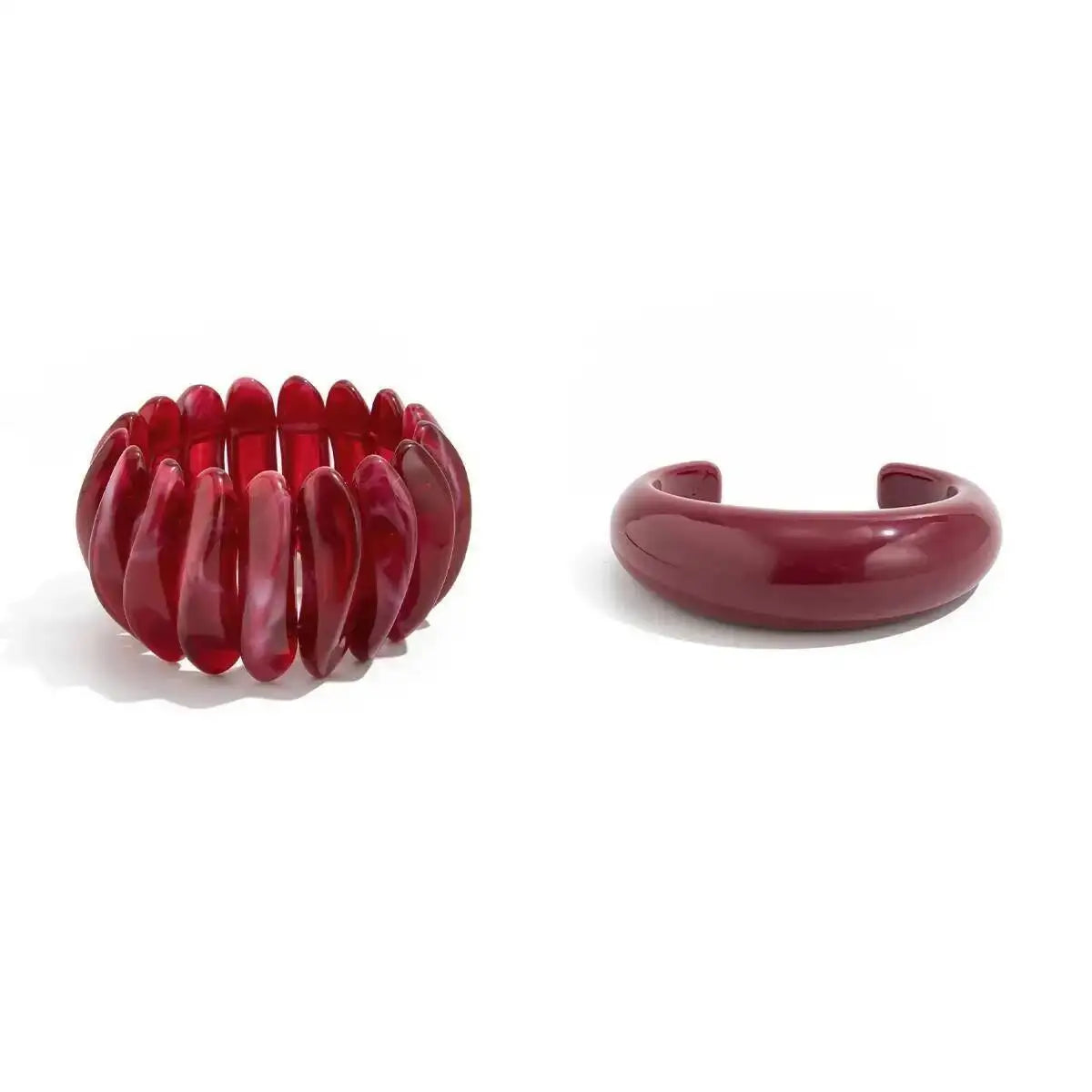 Salircon Boho Red Acrylic Resin Chunky Bangles Women on Hand Trendy Irregular Geometric Charm Wide Hip Hop Cuff Bracelet Jewelry