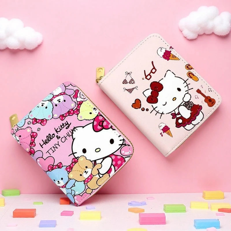 Hemasa Hello Kitty Wallet for Women/Small Short Wallets Zipper Coin Purse for Girls/Students