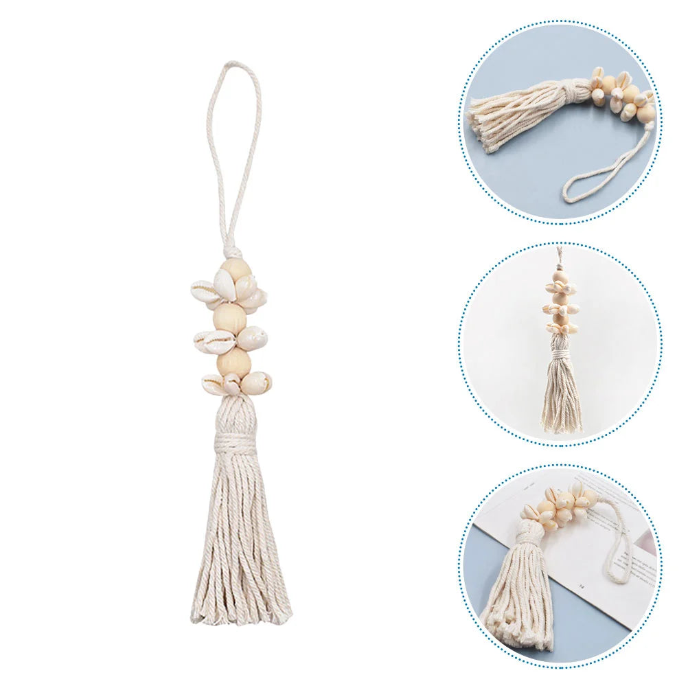 Boho Style Hanging String Beads Pendant Wood Boho Decor Boho Decorate Creative Shell Wedding Ornament Tassel Wooden Miss
