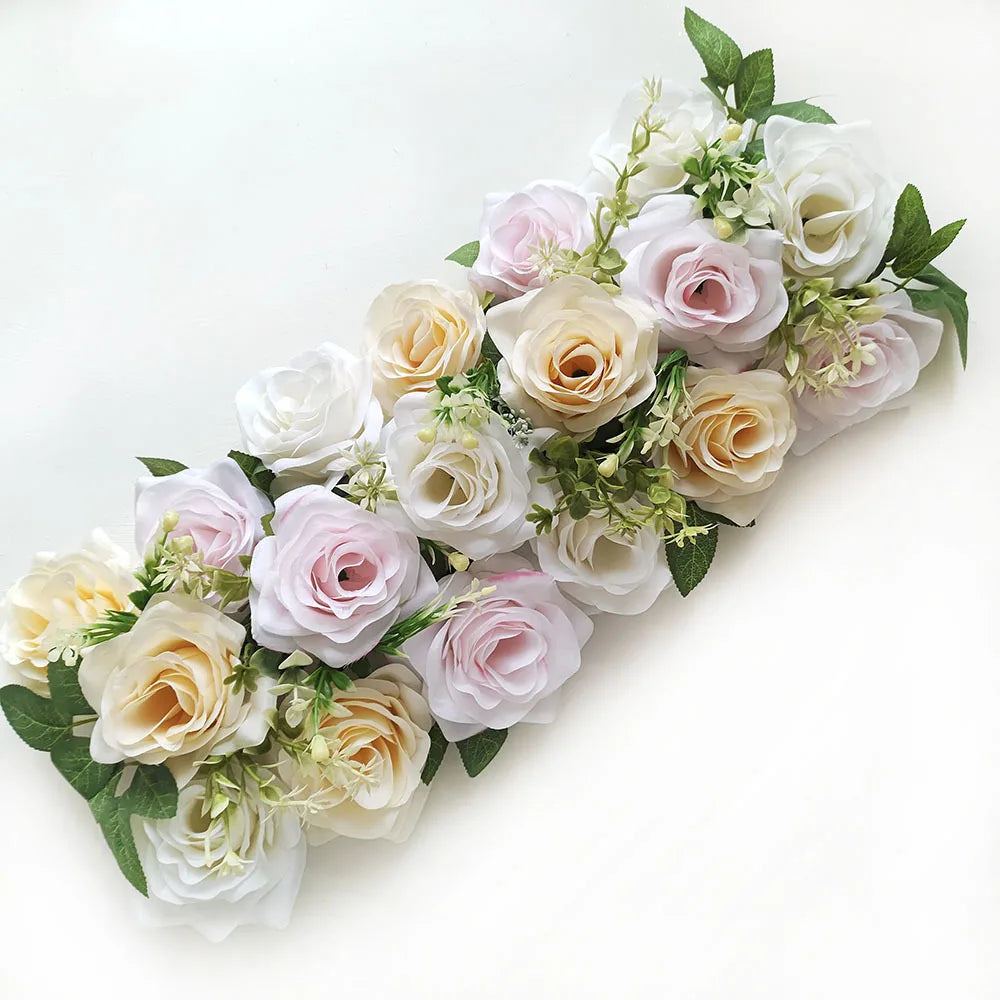 50cm Rose  Artificial Flower Row Wedding Decoration Flower Wall Backdrop Garland Home Party Decor Photo Props Background