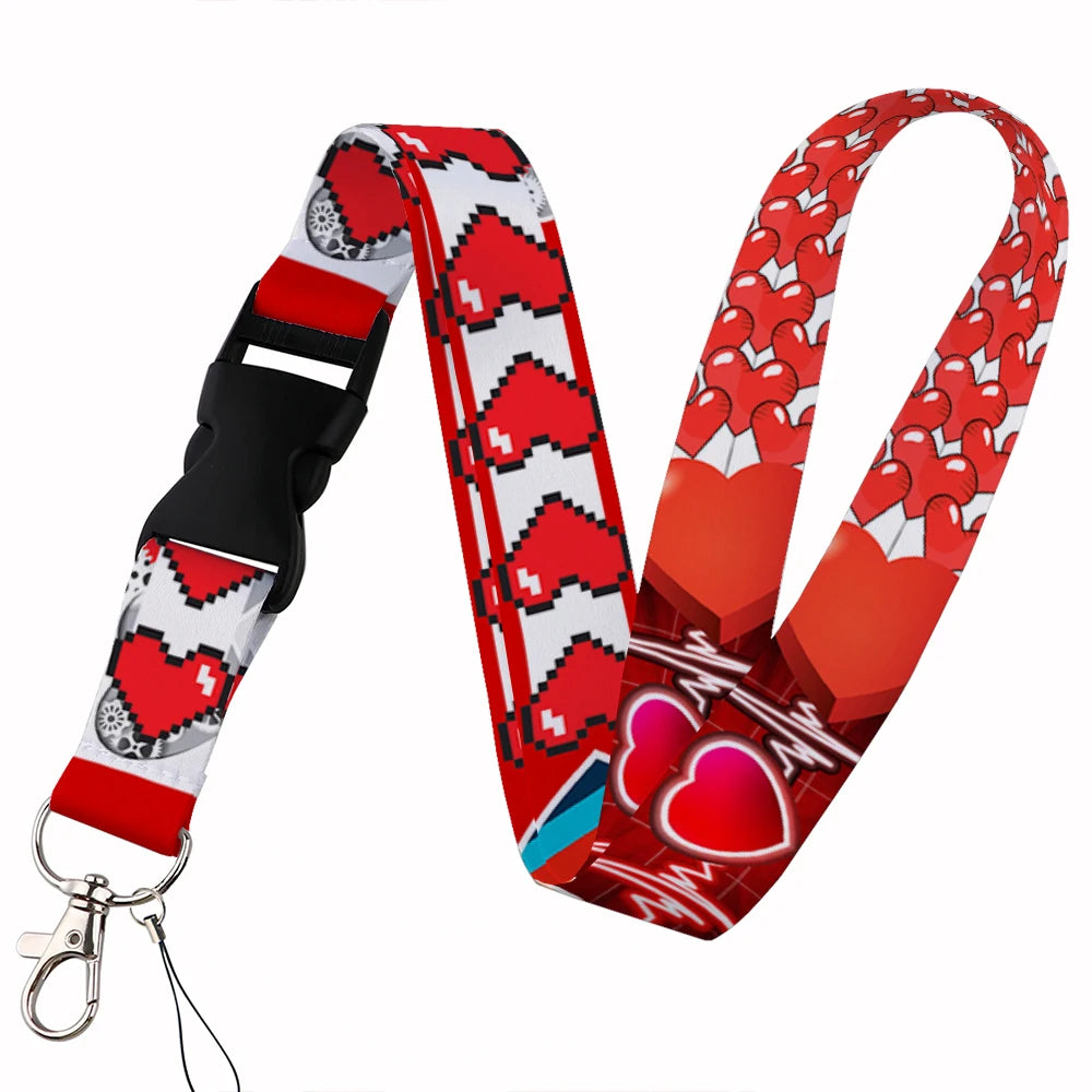 Tejesa Beautiful heart-shaped Lanyard Keys Chain Badge Holder ID Credit Card Pass Hang Rope Lariat Mobile Phone Charm Accessories Gifts