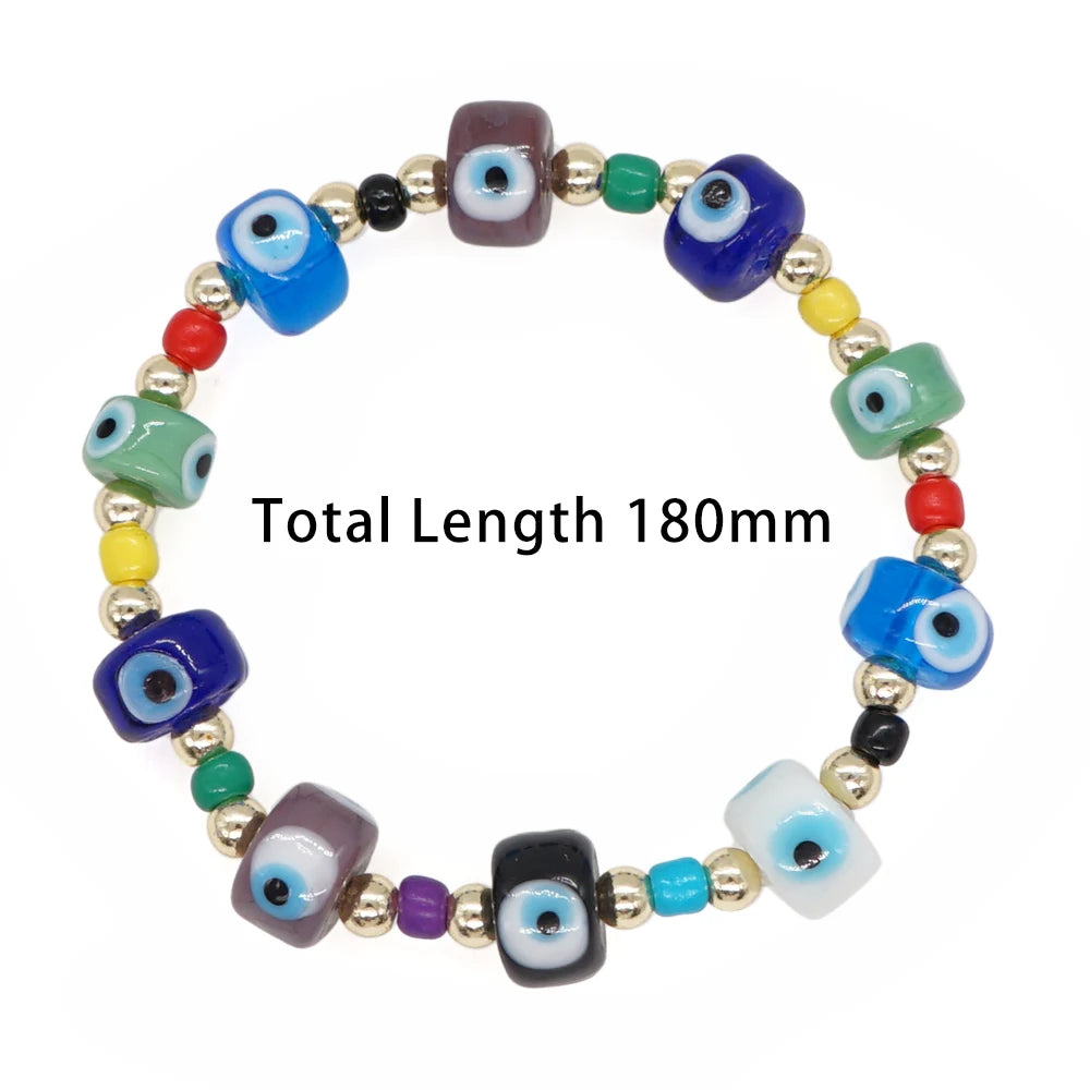 Men Eye Charm Bracelets Bohemia Beaded Bangle Fashion Jewelry Boho Beads Bracelet Accessories for Ladies Boy Girl Gift