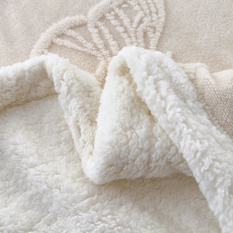 Butterfly Jacquard Taf Fleece Blanket with Exquisite 3D Butterfly Thick Warm Faux Lambswool Autumn Winter Blankets for Bed Sofa