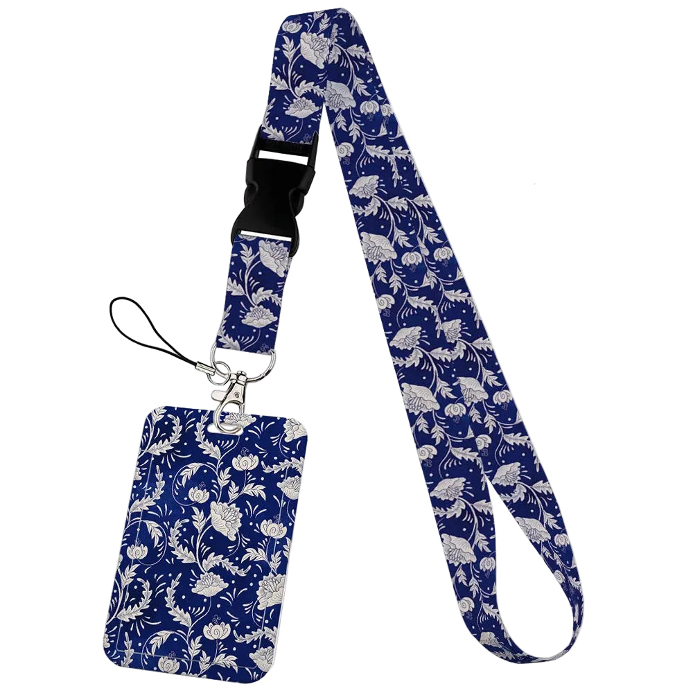 Tejesa  Flower design Lanyard Business Credit Card Holder/ Neck Strap Keychain Hang Rope ID Badge Holder