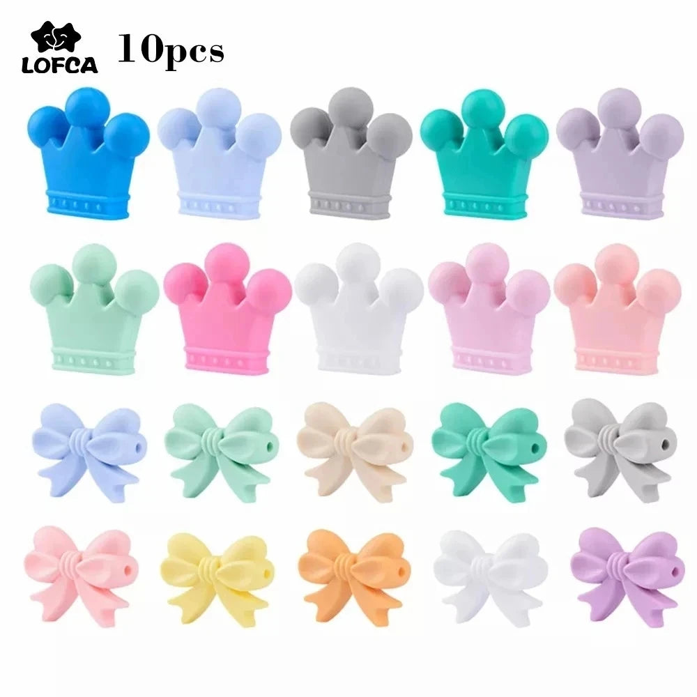 10PCS Crown Silicone Beads Baby Teething Toys Food Grade Silicone Butterfly DIY Pacifier Chain Pendant Accessories Baby teethers