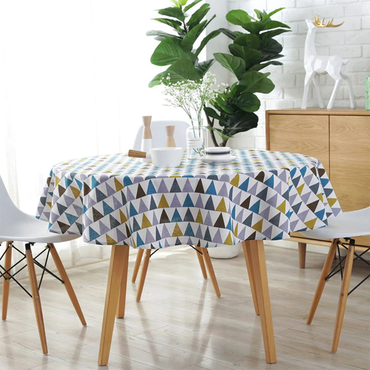 Linen Round Tablecloth Table Cloth Decorative Dust-Proof Table Cover Washable 120/150cm for Dinner Party Wedding Party Decor
