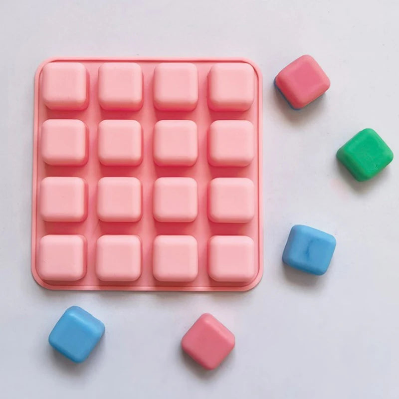 Hemasa 16-Hole Square Chocolate Mold/ Silicone Cake Pudding Dessert Mould