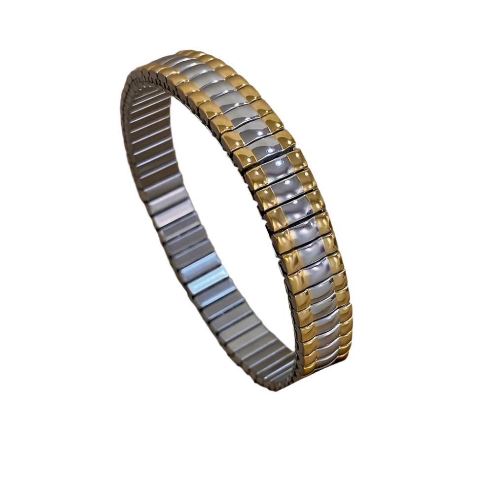 Hemasa Elastic Two-Tone Bracelet Stainless Steel Bangles for Women