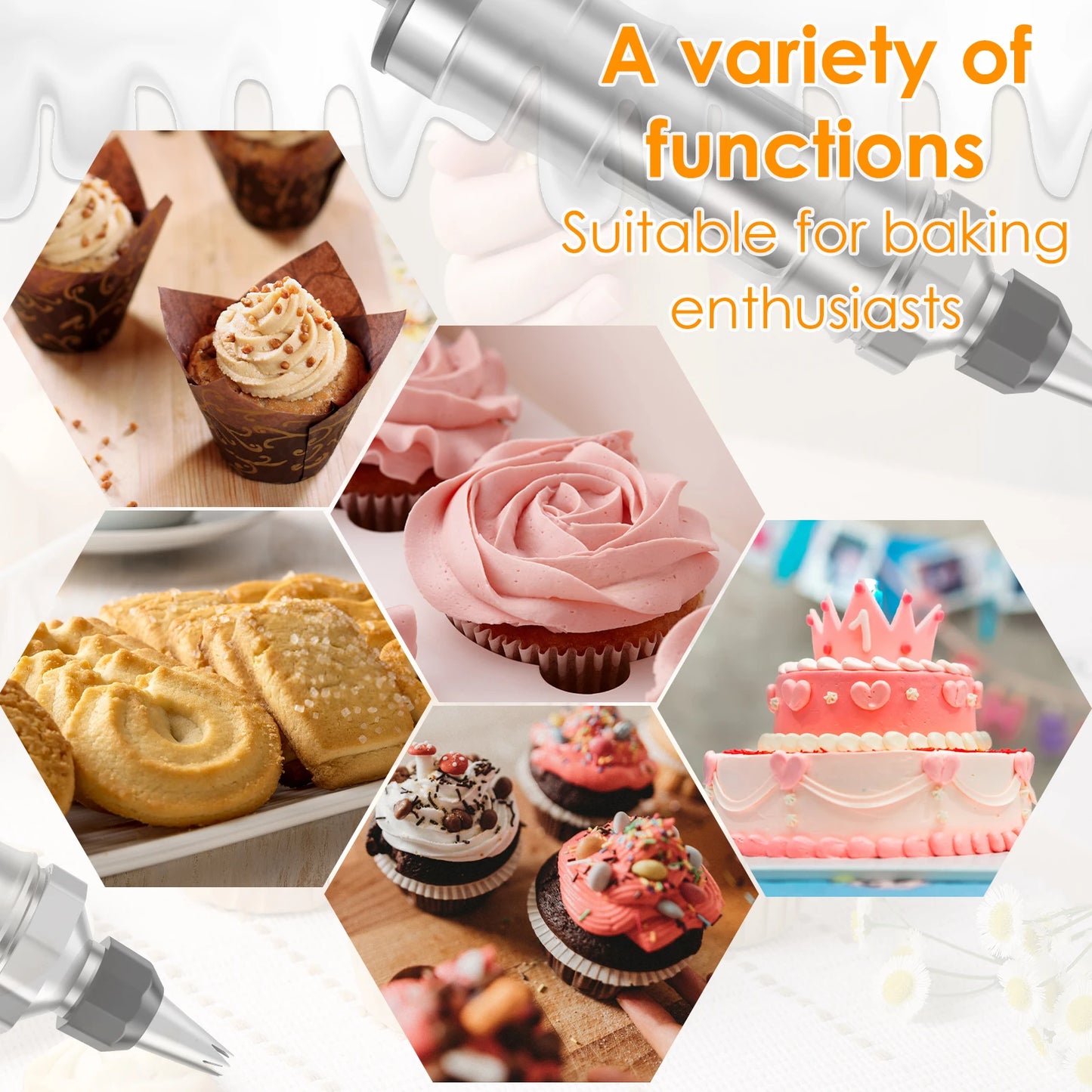 Tejesa Cake Decorating Piping Syringe DIY Cupcake Decorating Nozzle Frosting Making for DessertDessert Cookies Cream Filling Injector