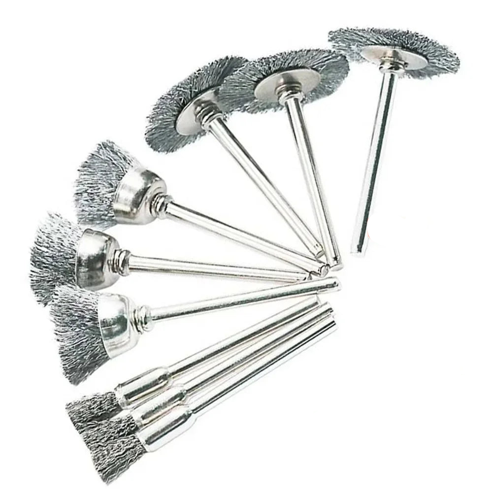 Hemasa 9Pcs/set Steel Wire Brush For Dremel Rotary Tool Paint Rust Removal Polishing Grinding Wheel Metal Polishing Cleaning Brush
