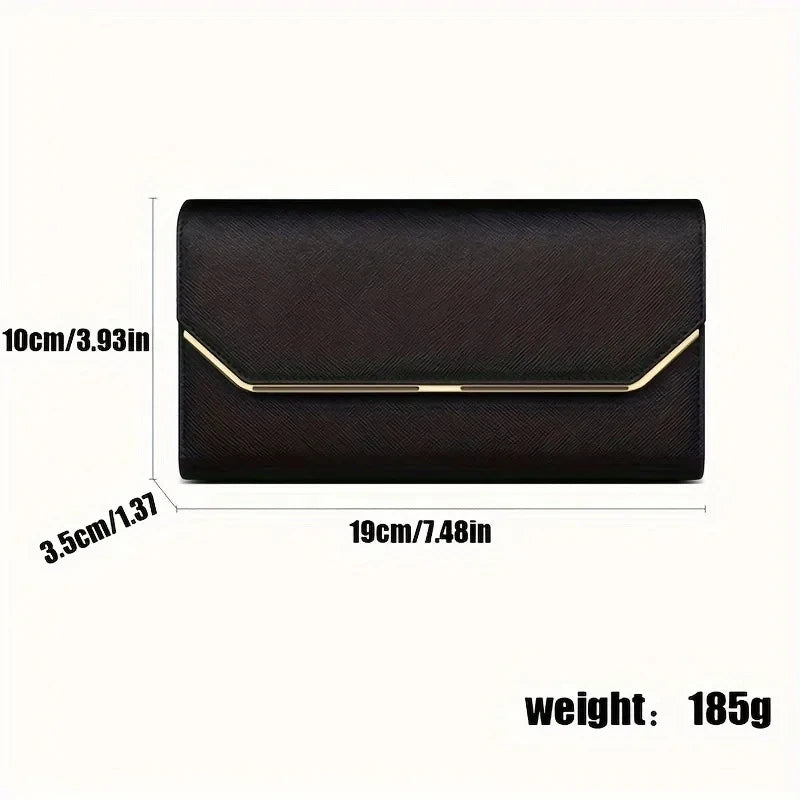 Women's Clutch Wallet Long Tri-fold Polyester Leather Wallet Handheld Purse Ladies Multifunctional Credit Card Holder