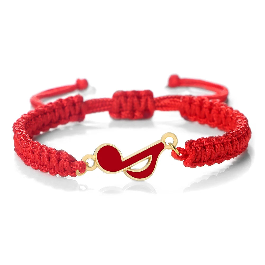 Men and Women Music Note Bracelet Handmade Braided Red Rope Lucky Bracelet Friendship Adjustable Bangle Charm Lover Jewelry Gift