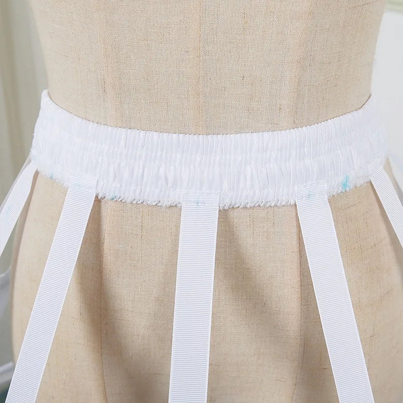 Women's Dress Underskirt Vintage Cage Pannier 5 Hoops Skirt Crinoline Cosplay Victorian Bustle Petticoats