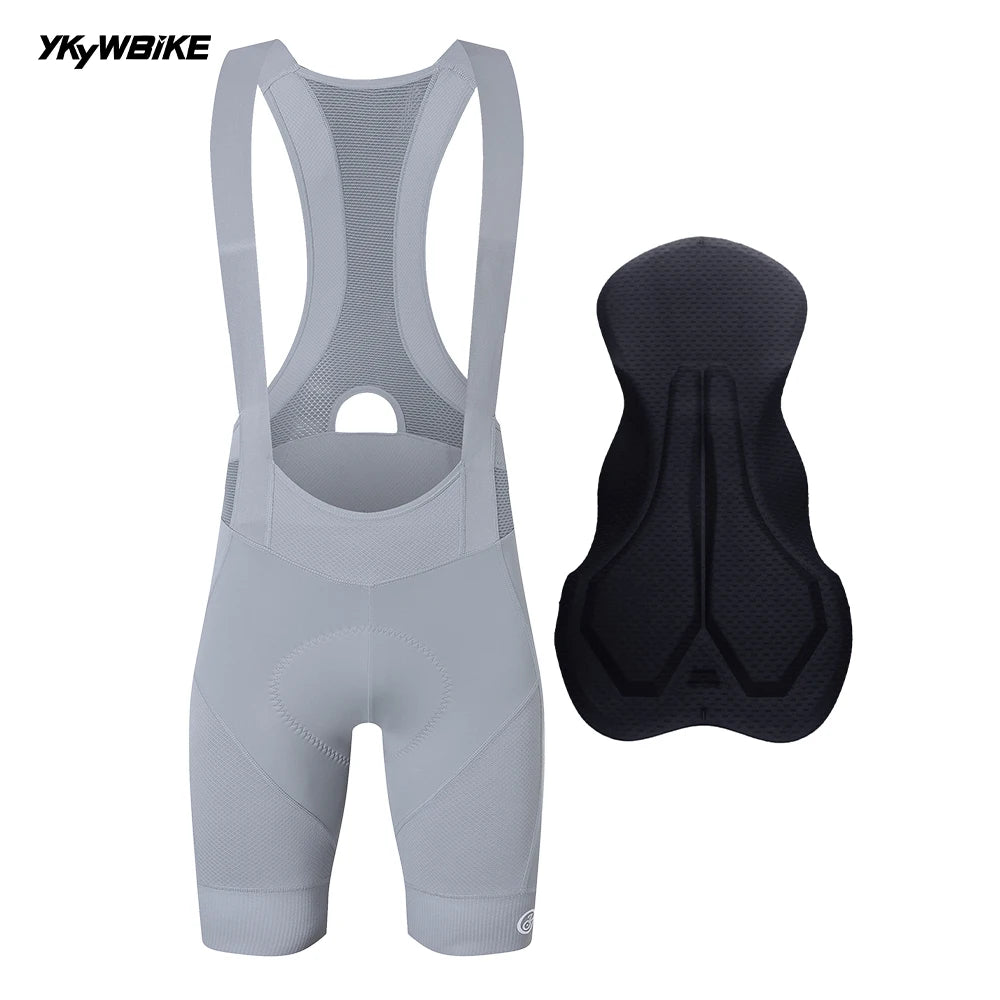 YKYW Men's Pro Team Bib Shorts Summer Outdoor Wear Breathable Bicycle Sports Clothing Tights Bike Blue Gray Bib Shorts 6 Hours