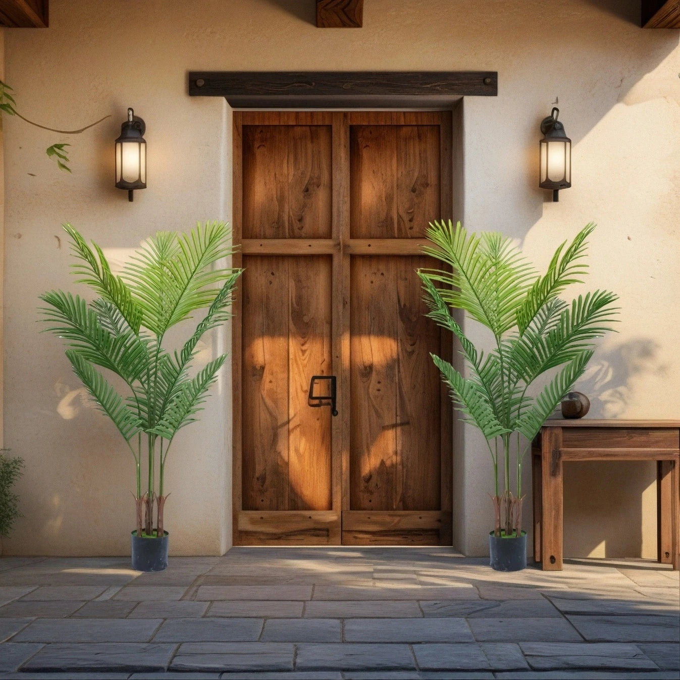 Tejesa 140cm Large Artificial Palm Tree with pot Tropical Fake Plants Areca Palm Tree Decoration for Indoor and Outdoor Living Room