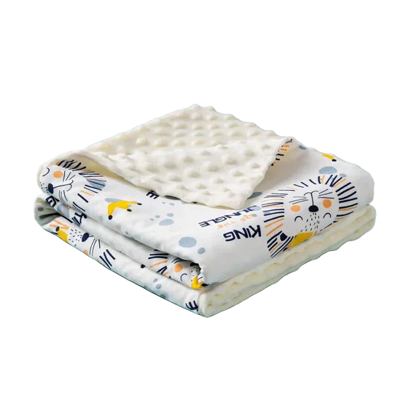Tejesa Knitted Cotton bean fleece double-sided baby blanket swaddle children's blanket cartoon soft and comfortable newborn quilt
