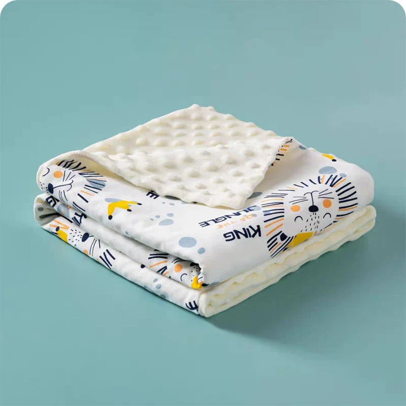 Tejesa Knitted Cotton bean fleece double-sided baby blanket swaddle children's blanket cartoon soft and comfortable newborn quilt