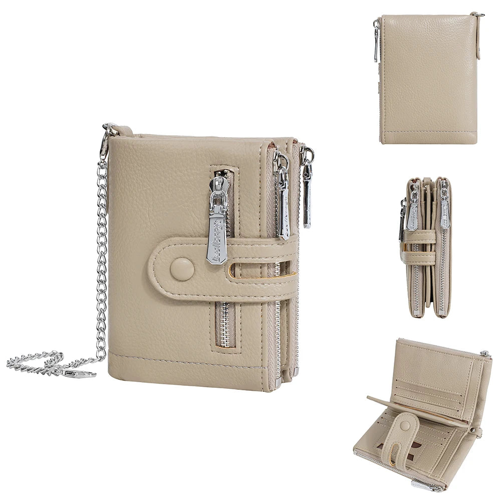 Tejesa  Women's Wallet with Keychain Strap, Multi Card Holder & Coin Zip Pocket, Ins Style Short Bifold Wallet for Wo