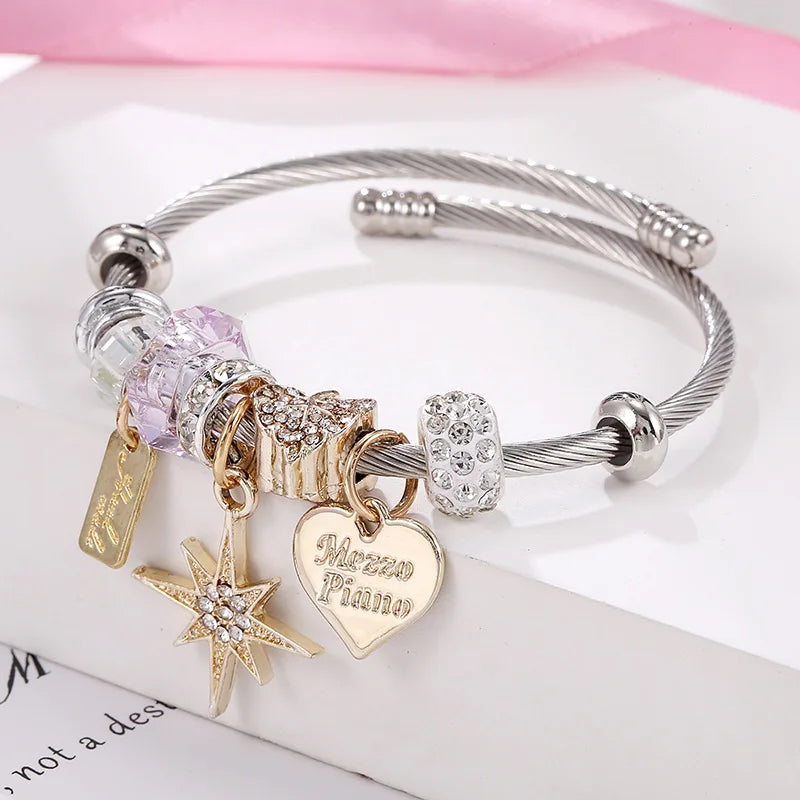 DIY Star Bracelets Woman Luxury Brand Stainless Steel Jewellery Accessory Couple Bracelet