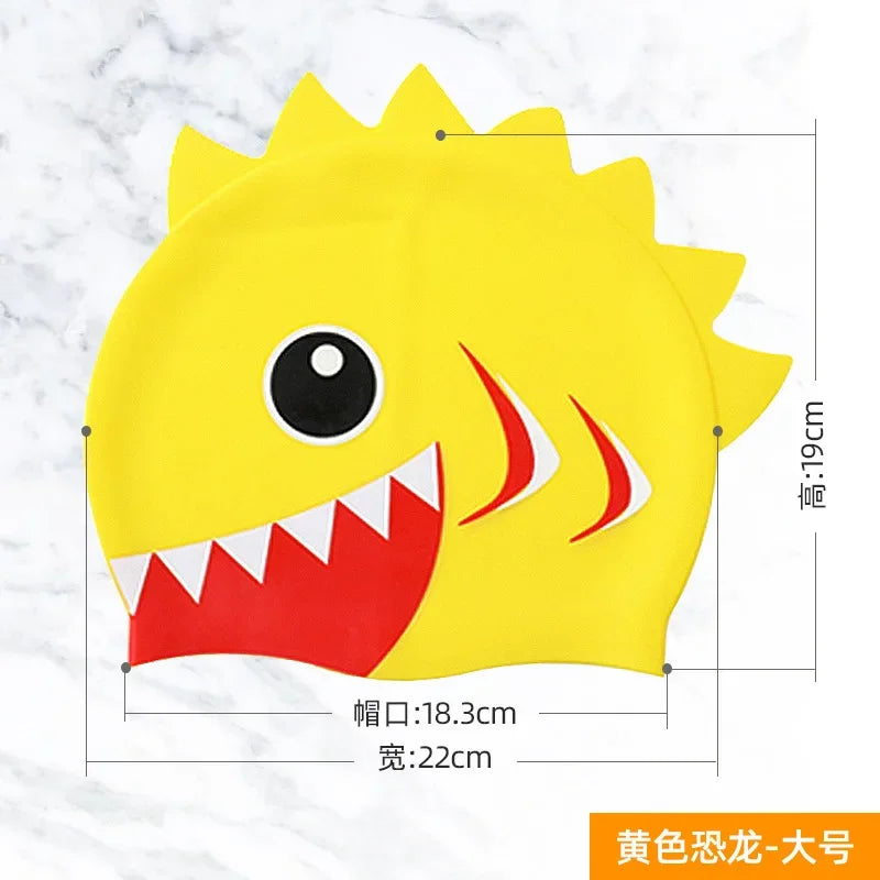 Hemasa Cartoon Cute Fish Shark Silicone Swimming Cap for Children  Kids Swimming Cap