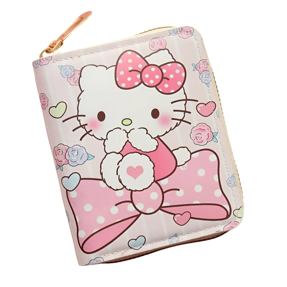 Hemasa Cartoon Hello Kitty Wallet for Women Small Short Wallets Zipper Coin Purse Girls Students Credit Card Bag