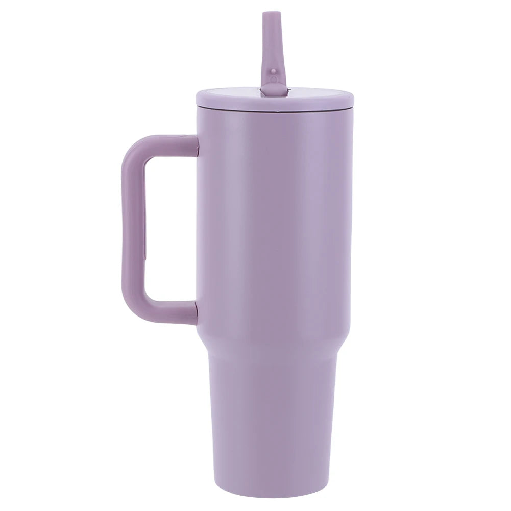 Hemasa Tumbler 40oz Stainless Steel Car Mug with Handle Straws For Thermal Iced Travel Vacuum Insulated Coffee Thermos Cup