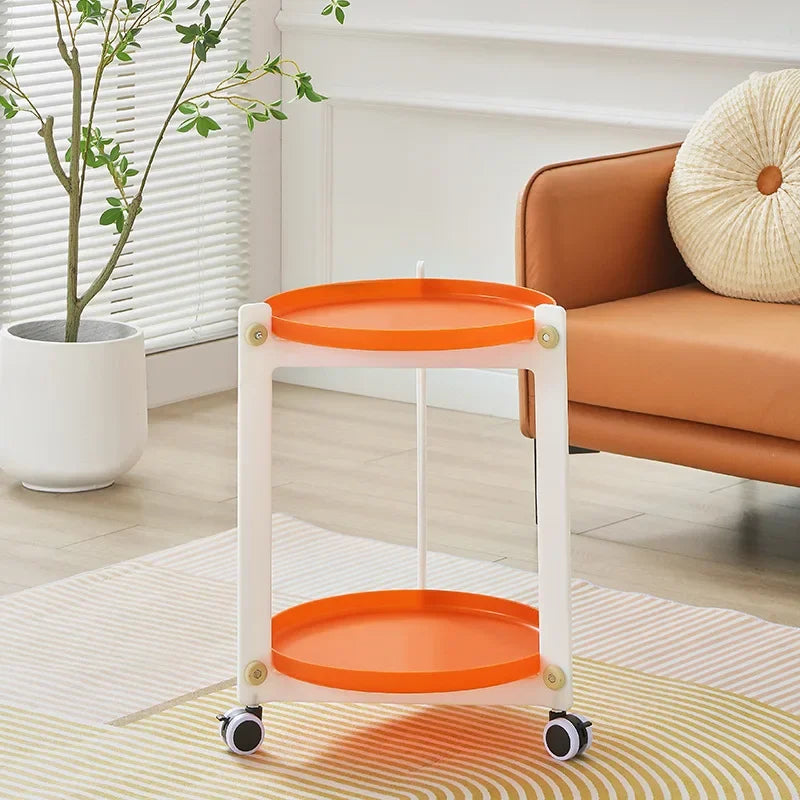 Living Room Mobile Round Coffee Table Nordic Creative Home Cart Movable Storage Rack Storage Bedroom Bedside Trolley