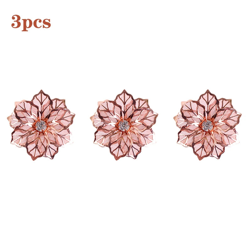 Hemasa 6 Pieces  Leaf Napkin Rings /Buckle Napkin Holder for Christmas