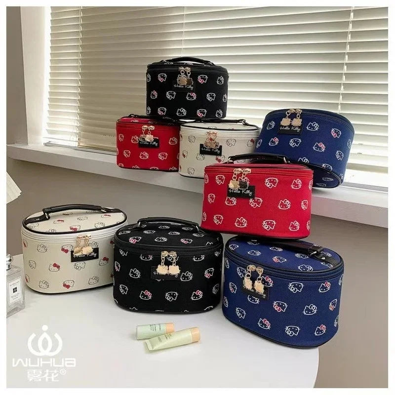 Hemasa 2PCs  Cosmetic Bag Makeup Case Wash Bags Women Bags Make Up Pouch Hello Kitty bag