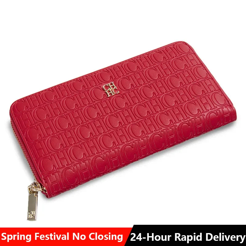 CH Fashion Classic Women's Small Wallet Standard Wallet Solid Color Design Multi-Letter Embossed Women's Coin Purse Luxury