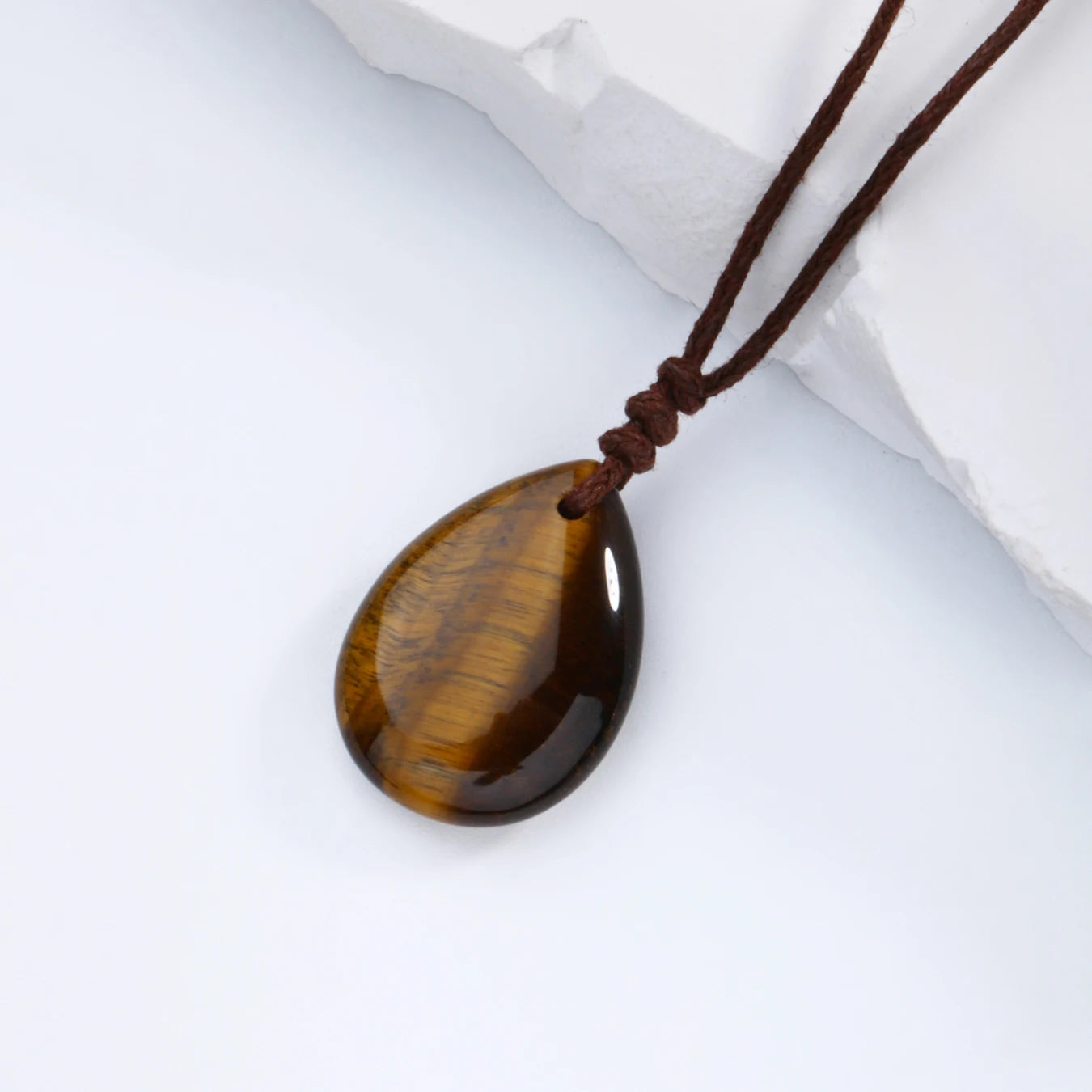 Hemasa  Fashion Adjustable Natural Stone Water Drop Pendant Necklace for Men Women Tiger Eye Stone Necklace Man Jewelry