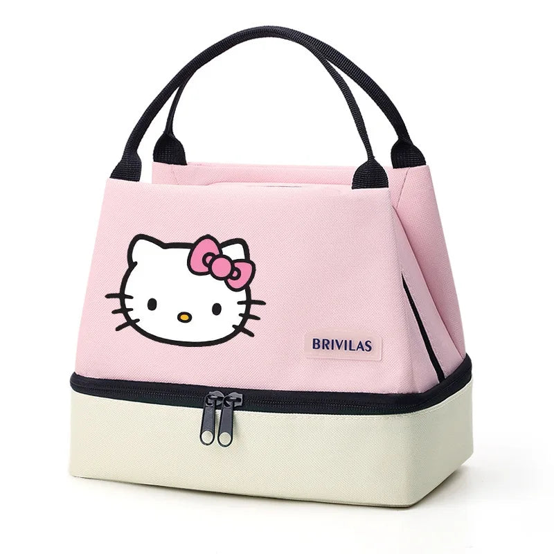 Hello Kitty Insulated Lunch Bag Portable Lunch Box Storage Bag Foldable Insulated Cooler Handbag For Office School Picnic