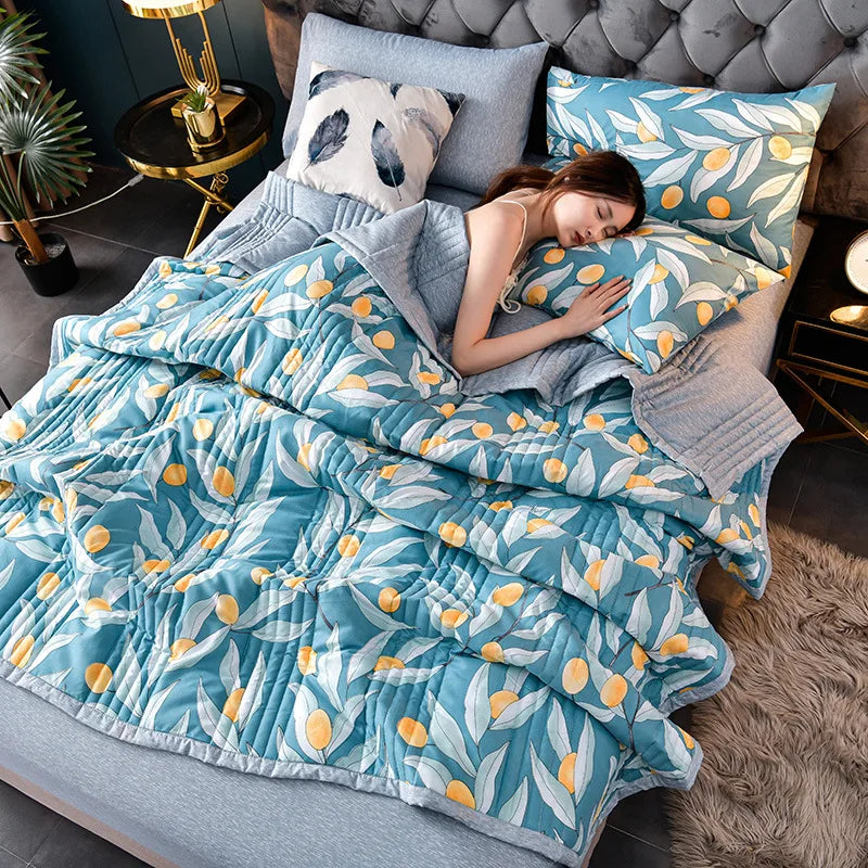Summer Cool Quilt Air Conditioner Washed Cotton Quilt Student Single Summer Dormitory Spring and Autumn Thin Summer Quilt