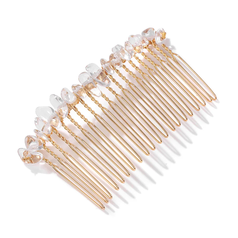 Hemasa Crystal Hair Combs Hair Accessories Natural Quartzs Stone Hair Clips Healing Reiki Hairpin Wedding Bridal Headwear Jewelry