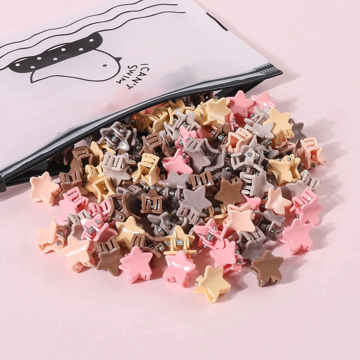 50pcs Girls Small Hair Claw Clips Colorful Plastic Clips Hairpin Flower Heart Mini Multi-Shape Hair Claw Kids Hair Accessories
