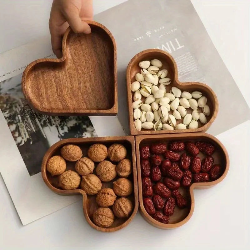 Tejesa Tableware Solid Wood Food Tray Love Heart Shape Dessert Plate Japanese-style Wooden Snack Fruit Tea Saucer Pallet Bread Board