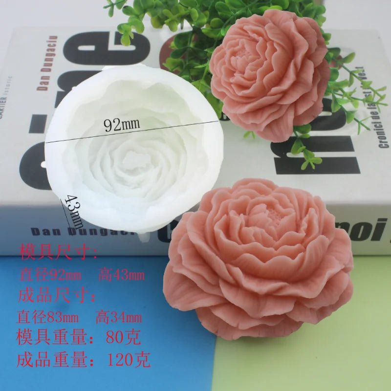 Large Peony Flower Silicone Candle Mold Diy Handmade 3D Rose Candle Soap Plaster Resin Cake Baking Tool Home Decoration Gift