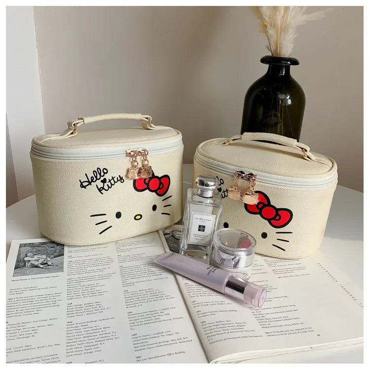 Hemasa 2PCs  Cosmetic Bag Makeup Case Wash Bags Women Bags Make Up Pouch Hello Kitty bag